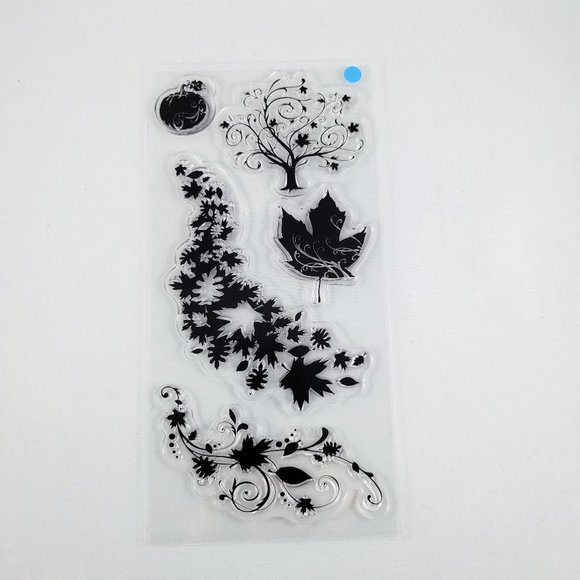 Fall Flourish Fall Season Clear Stamps Inkadinkado Tree Leaves Paper Crafts Card - Picture 2 of 7